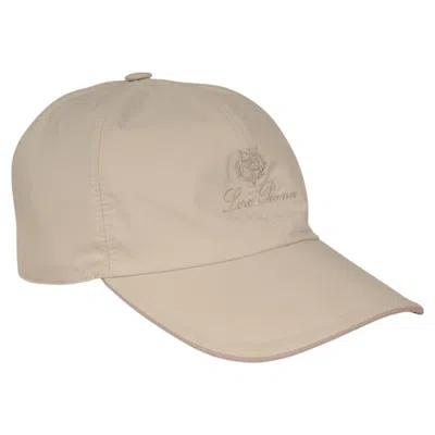 Pre-owned Loro Piana Baseball Cap Microfiber Storm System Ivory White Medium Logo