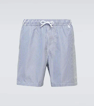 Loro Piana Bay Striped Swim Trunks In Blue