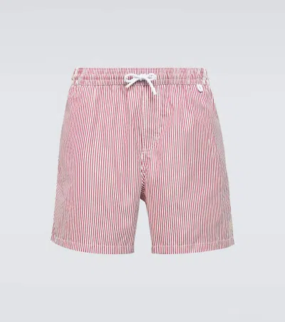 Loro Piana Bay Striped Swim Trunks In Red