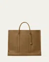 Loro Piana Beam Leather Tote Bag In Salty Capers Gun Metal