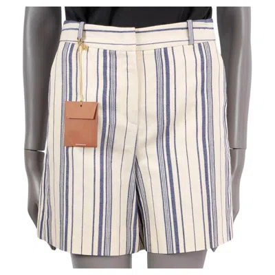 Pre-owned Loro Piana Beige & Blue Cotton & Linen Striped Bermuda Shorts Pants 38 Xs