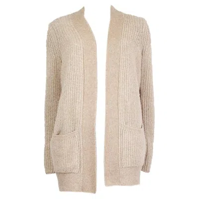 Pre-owned Loro Piana Beige Cashmere & Silk Open Cardigan Sweater 38 Xs In Brown