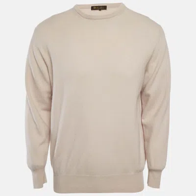 Pre-owned Loro Piana Beige Cashmere Crewneck Sweater Xxl In Sand