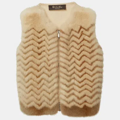 Pre-owned Loro Piana Beige Chevron Mink Cashmere Vest S In Sand
