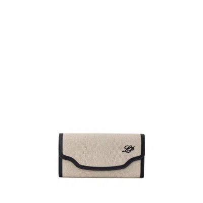 LORO PIANA BEIGE FABRIC AND LEATHER WALLET