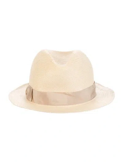 Pre-owned Loro Piana Beige Fedora Hat W/ Grosgrain Trim In Neutral