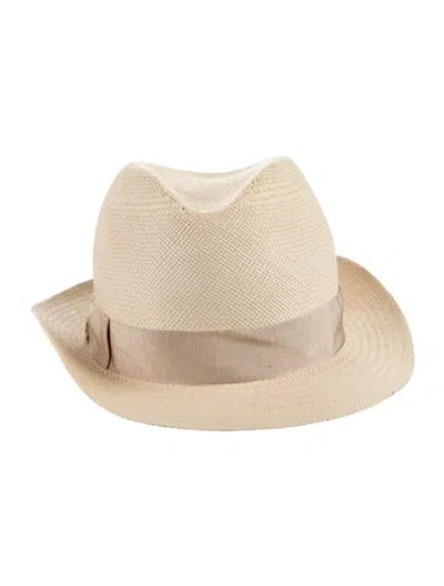 Pre-owned Loro Piana Beige Fedora Hat W/ Grosgrain Trim In Neutrals