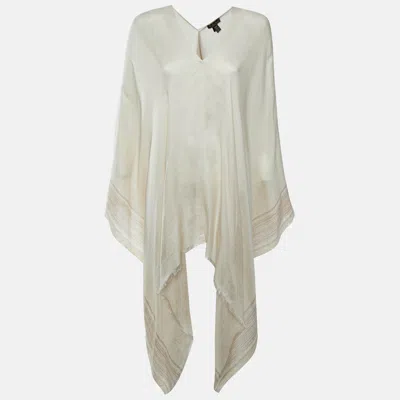 Pre-owned Loro Piana Beige Striped Silk & Linen Poncho One Size