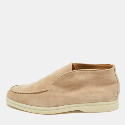 Pre-owned Loro Piana Beige Suede Open Walk Ankle Length Boots Size 38