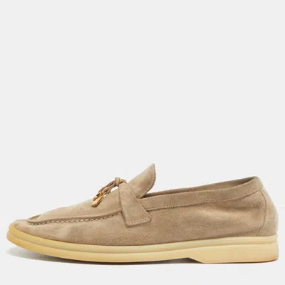 Pre-owned Loro Piana Beige Suede Summer Charms Walk Loafers Size 35 In Sand
