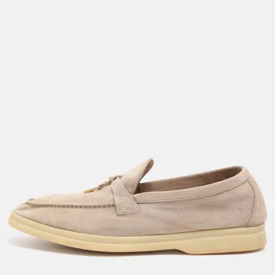 Pre-owned Loro Piana Beige Suede Summer Charms Walk Loafers Size 38 In Sand