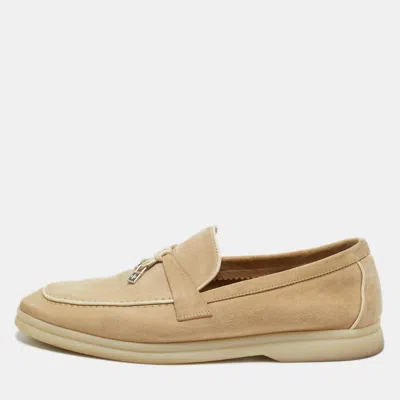 Pre-owned Loro Piana Beige Suede Summer Charms Walk Loafers Size 38 In Sand