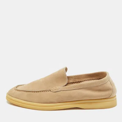 Pre-owned Loro Piana Beige Suede Summer Walk Loafers Size 36.5