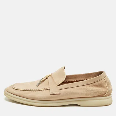 Pre-owned Loro Piana Beige Suede Summer Walk Loafers Size 37 In Sand