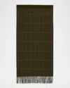 Loro Piana Belt Check-print Cashmere Scarf In F6t8 Oniro Green Trellis Blue Grey Red