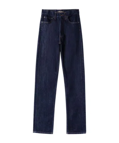 Loro Piana Belt Ring Denim Trousers In Shadow Blue