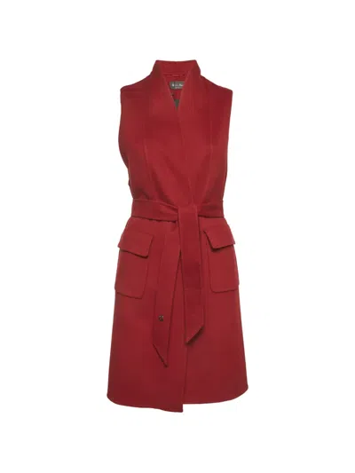 Pre-owned Loro Piana Belted Flap-pocket Vest In Red