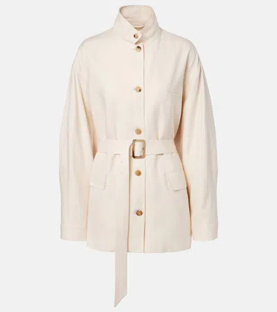 Loro Piana Lismore Belted Linen And Wool-blend Jacket In Neutral