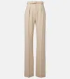 Loro Piana Belted Linen And Wool Straight Pants In Neutral