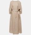Loro Piana Mina Solaire Belted Maxi Dress In Grain Beige