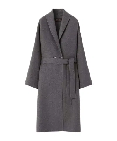 Loro Piana Belted Long-sleeved Coat In Gray