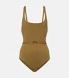 Loro Piana Belted Swimsuit In Green