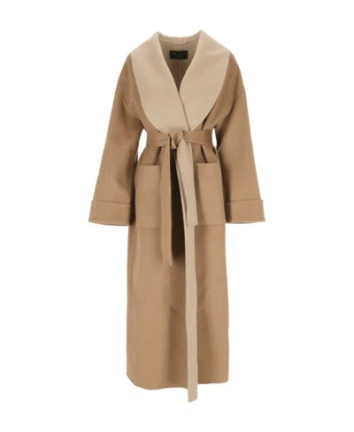 Loro Piana Belted Waist Coat In Nude