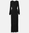 LORO PIANA BIANCA GATHERED JERSEY MAXI DRESS