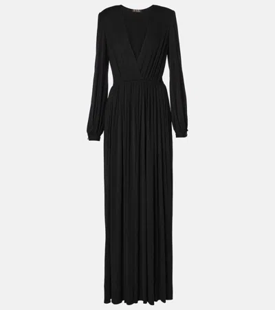 Loro Piana Bianca Gathered Jersey Maxi Dress In Black