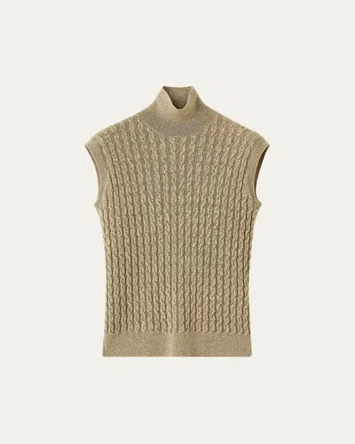 Loro Piana Bihar Turtleneck Sleeveless Cashmere Sweater In Brown