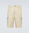Loro Piana Bizen Wide-leg Cotton And Linen-blend Canvas Cargo Shorts In Neutrals
