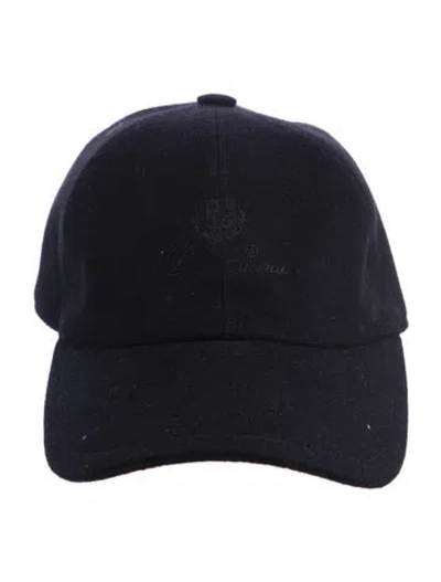 Pre-owned Loro Piana Black Cashmere Embroidered Baseball Cap