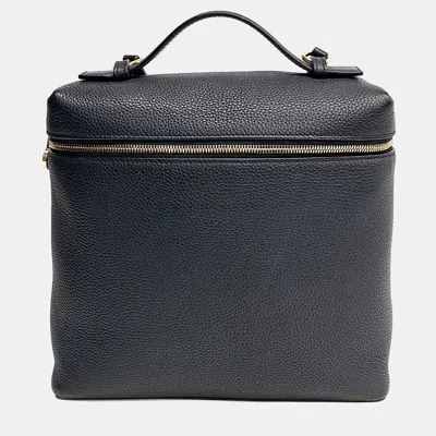 Pre-owned Loro Piana Black Leather Extra Pocket Backpack