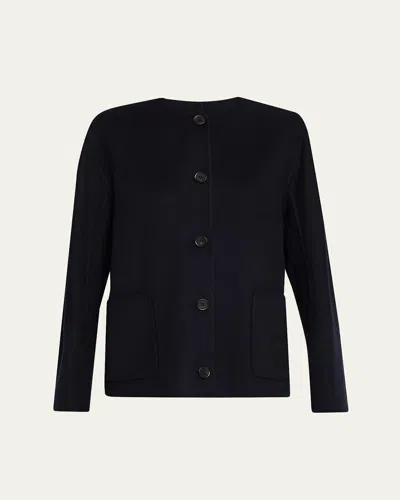 Loro Piana Blaney Double Cashmere Shirt Jacket In Blue