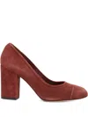 Loro Piana Block-heel Suede Pumps In Red