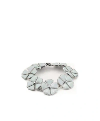 Loro Piana Blooming Linen Flower Bracelet In White