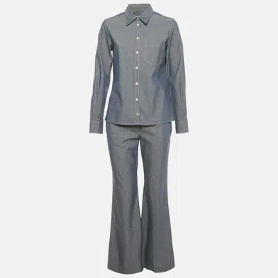Pre-owned Loro Piana Blue Cotton And Cashmere Shirt And Pants Suit S