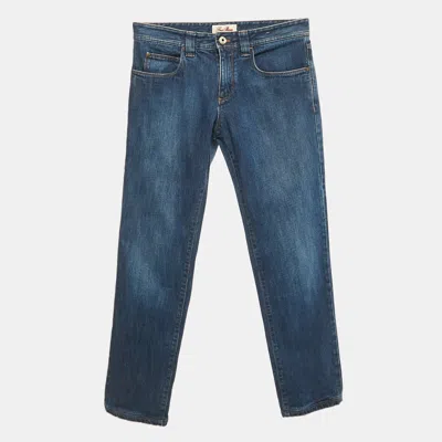 Pre-owned Loro Piana Blue Denim Skinny Pants M Waist 33"