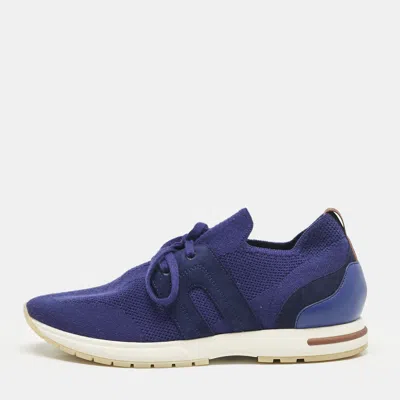 Pre-owned Loro Piana Blue Knit Fabric 360 Lp Flexy Walk Low Top Sneakers Size 39