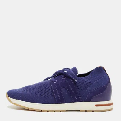 Pre-owned Loro Piana Blue Knit Fabric 360 Lp Flexy Walk Sneakers Size 39