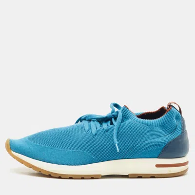 Pre-owned Loro Piana Blue Knit Fabric 360 Lp Flexy Walk Sneakers Size 44