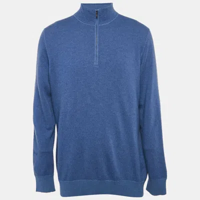 Pre-owned Loro Piana Blue Knit High Neck Roadster Pull Sweater 4xl