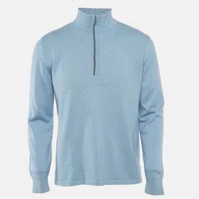 Pre-owned Loro Piana Blue Knit Long Sleeve Sweatshirt M