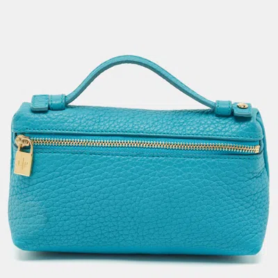Pre-owned Loro Piana Blue Leather Mini Extra Pocket Pouch
