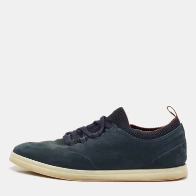 Pre-owned Loro Piana Blue Nubuck Leather Soho Walk Low Top Sneakers Size 42