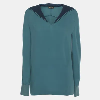 Pre-owned Loro Piana Blue Silk Hoodie Xl