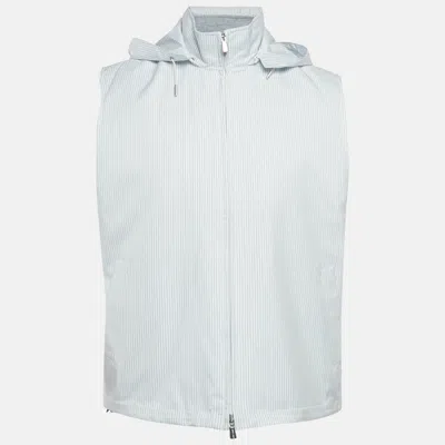 Pre-owned Loro Piana Blue Striped Synthetic And Linen Reversible Sleeveless Jacket M