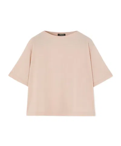 Loro Piana Boat Neck Knit T-shirt In Pink