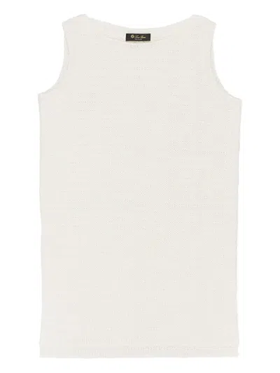 Loro Piana Boat-neck Knitted Top In White