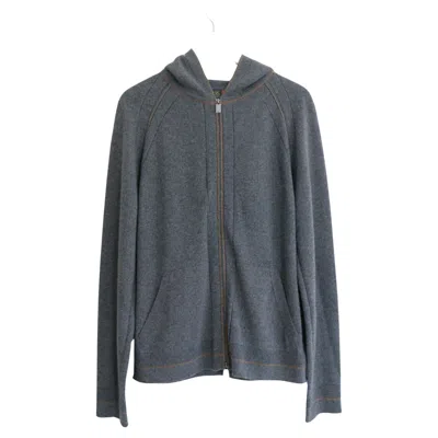 Pre-owned Loro Piana Bomber Cappuccio Merano Baby Cashmere Jacket In Gray